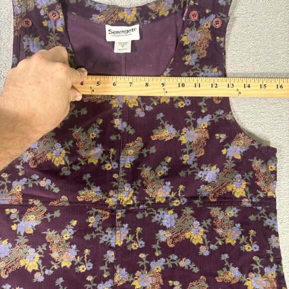 Serengeti Size Small Corduroy Purple Floral Jumper Dress Cottagecore Phoebe 90s - Picture 12 of 12
